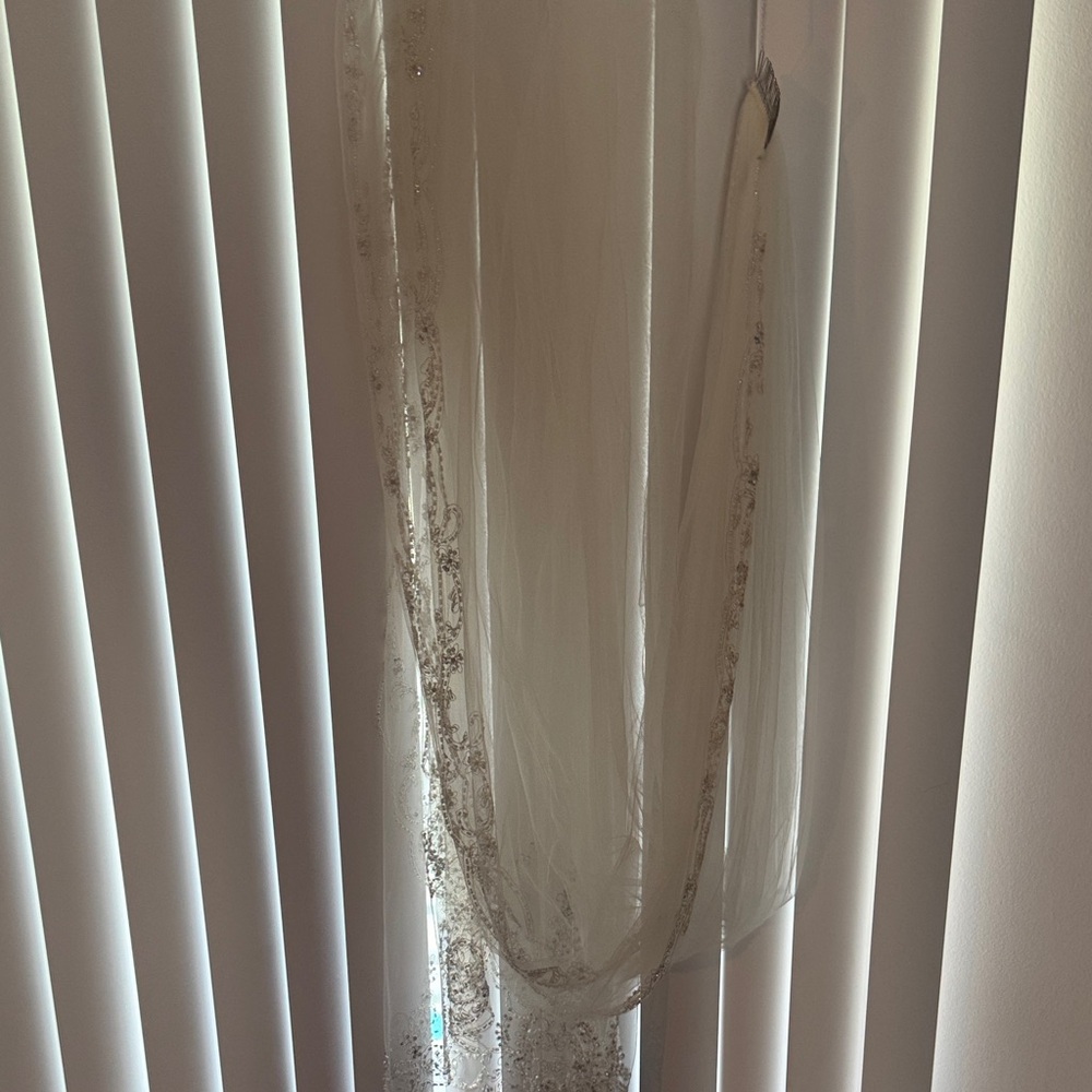 Sheer White Embroidered Wedding Veil